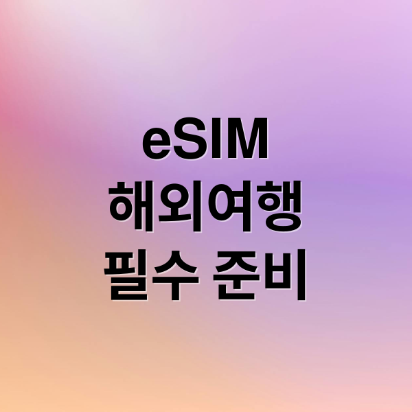 eSIM
해외여행
필수 준비 (해외여행 eSIM 사용법)