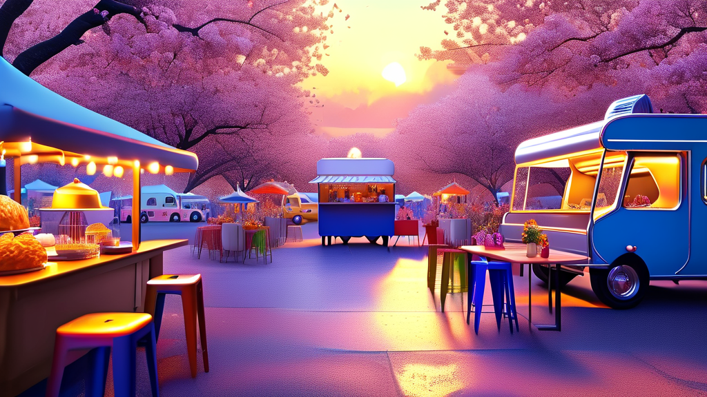 축제의 즐거움을 더하는 푸드트럭 & 프리마켓 (realistic 스타일)