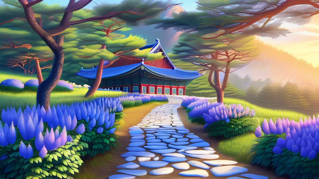 고려산의 숨겨진 매력: 사찰과 주변 명소 (realistic 스타일)