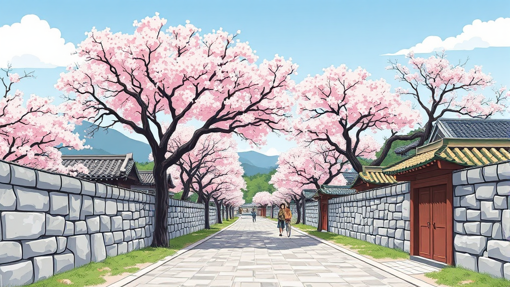 최적의 벚꽃 개화 시기 및 만개 예상 (illustration 스타일)