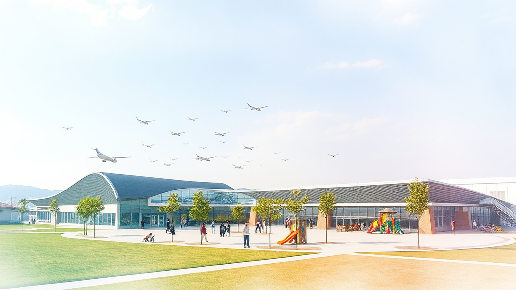 인스파이어 아레나 디스커버리 파크: 영종도의 새로운 랜드마크 (watercolor 스타일)