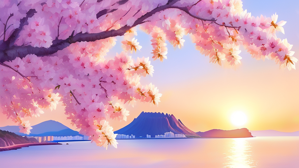 2026년 벚꽃 개화 시기 예측 (watercolor 스타일)