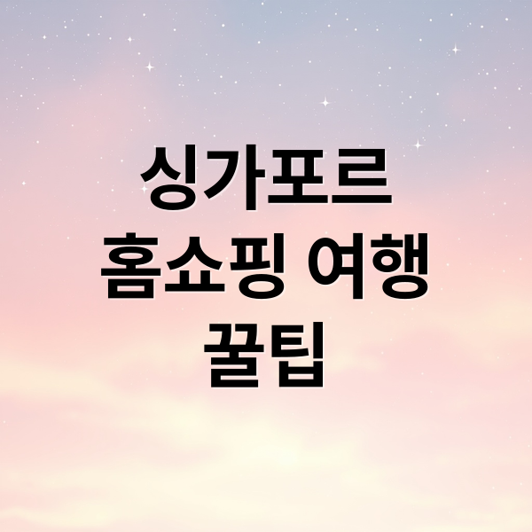 싱가포르홈쇼핑 여행꿀팁 (홈쇼핑 싱가포르여행)