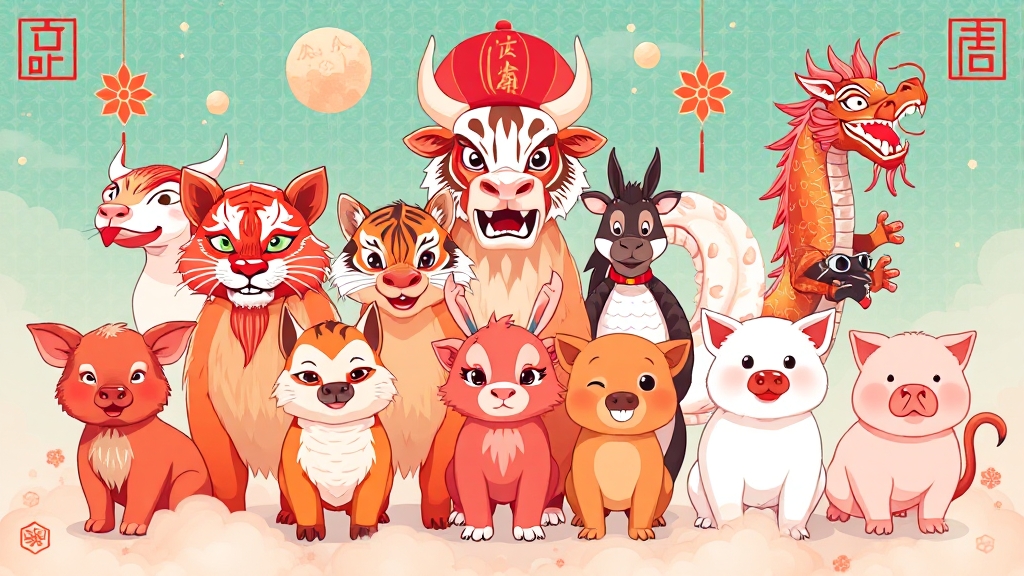 12간지 순서와 의미 (illustration 스타일)