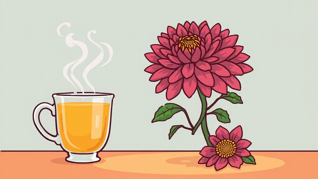 국화차, 뇌 건강에 미치는 영향 (cartoon 스타일)