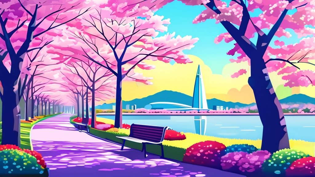 축제의 꽃, 벚꽃 명소와 관람 포인트 (cartoon 스타일)