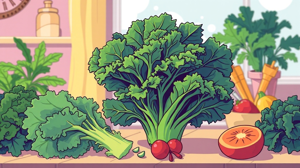 컬리케일 영양 성분 (illustration 스타일)