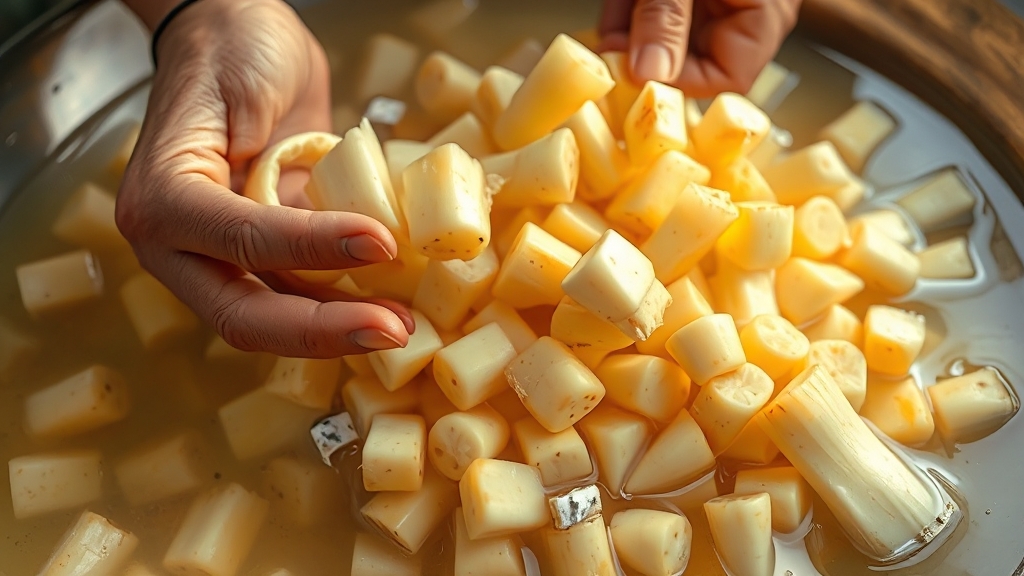 토란 손질 및 보관법 (realistic 스타일)