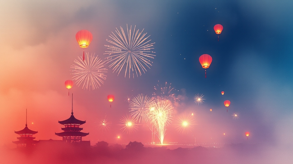 주요 행사: 불꽃놀이 & 드론쇼 (watercolor 스타일)