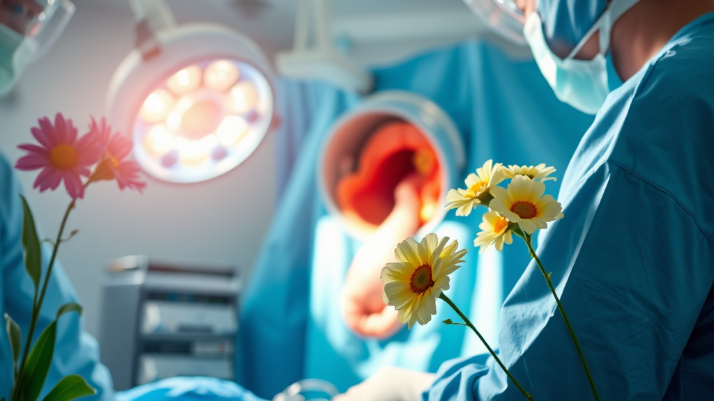 맹장염 치료 방법 및 회복 과정 (realistic 스타일)