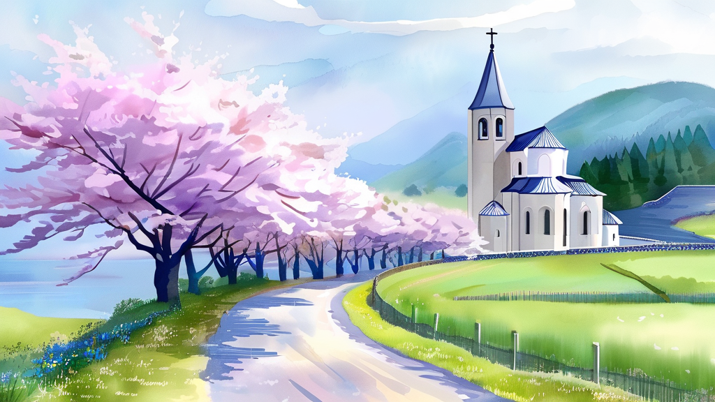 주변 벚꽃 명소 및 연계 관광지 (watercolor 스타일)