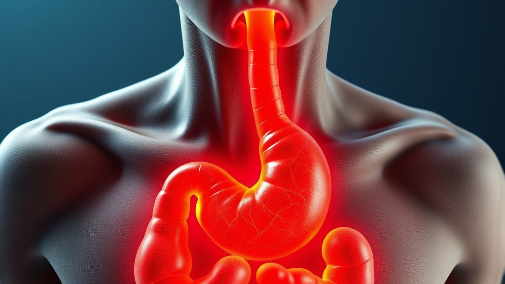 역류성 식도염과 목 이물감 (realistic 스타일)