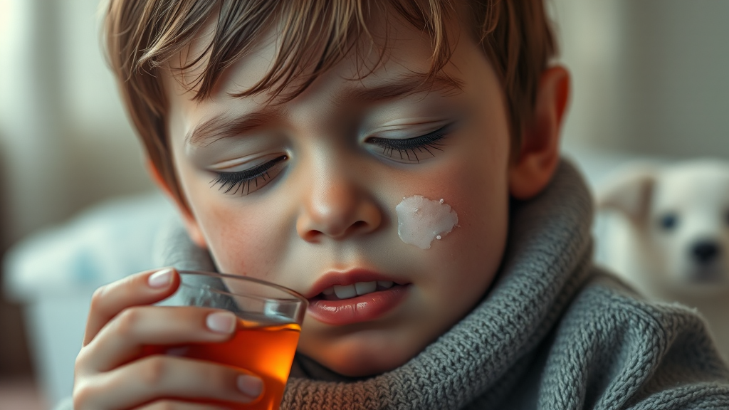 A형 독감과 설사 증상 (realistic 스타일)