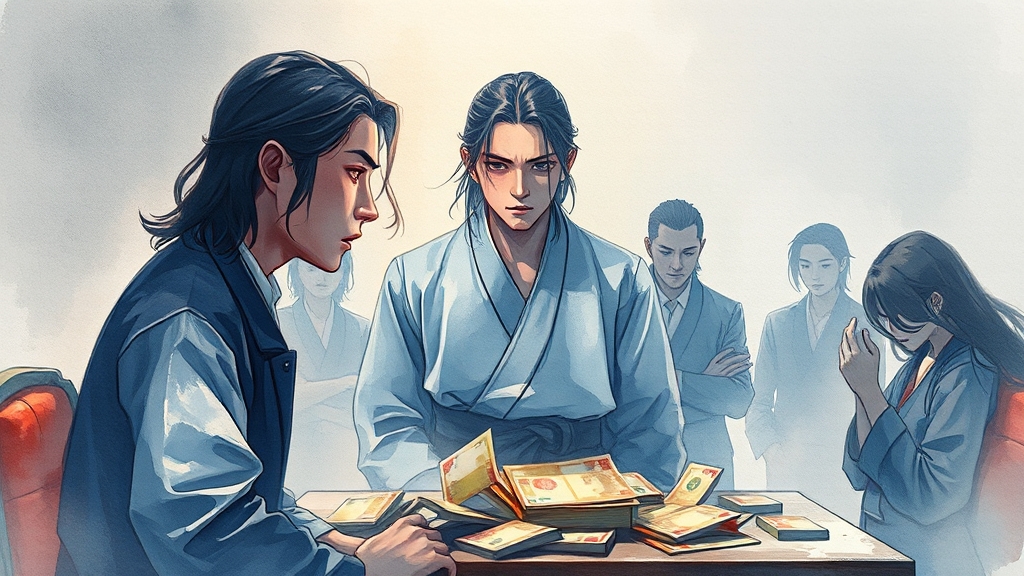 신규 참가자들과의 갈등 (watercolor 스타일)