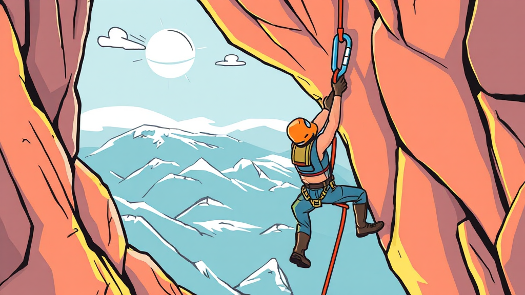 카라비너 사용 시 안전 점검 사항 (cartoon 스타일)