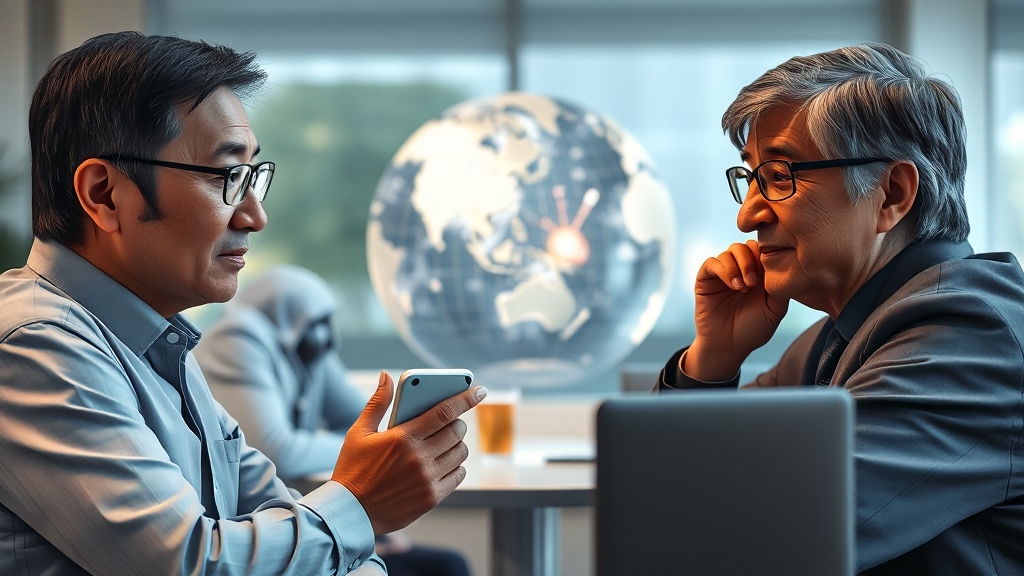 주요 논의 내용: 기후 변화, 팬데믹, 디지털 헬스 (realistic 스타일)