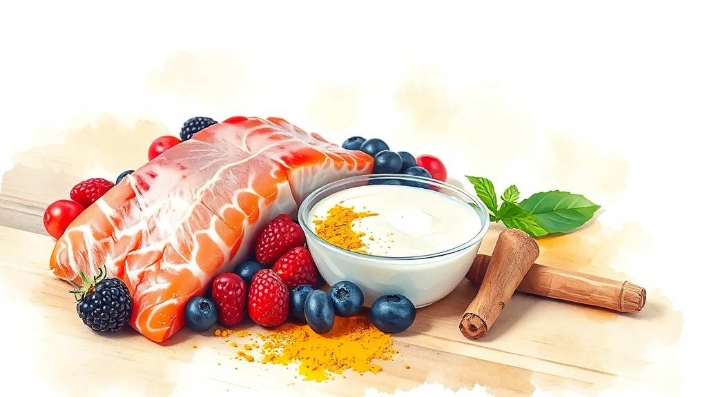 염증 수치 낮추는 음식 이해 (watercolor 스타일)