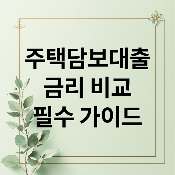 주택담보대출
금리 비교
필수 가이드 (주택담보대출 금리 비교)
