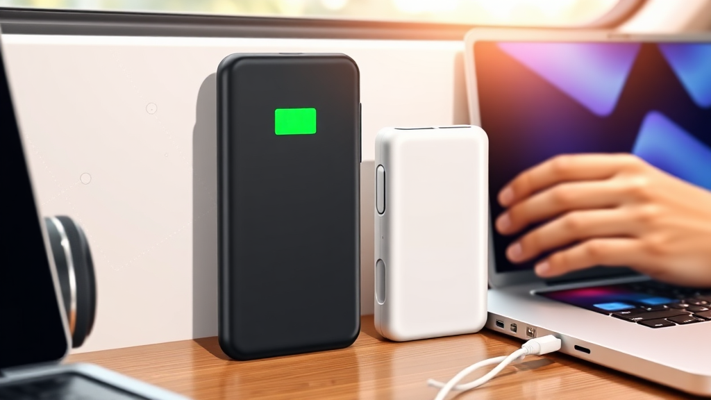 고속 충전 지원 보조배터리 추천 (realistic 스타일)