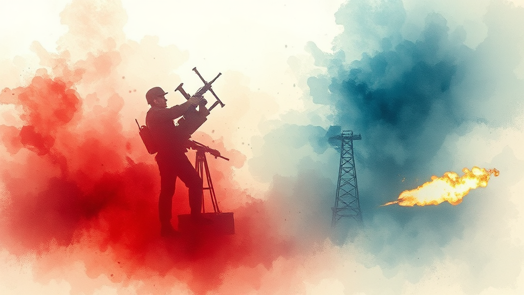 중동 전쟁 격화, 국제 정세의 긴장 고조 (watercolor 스타일)