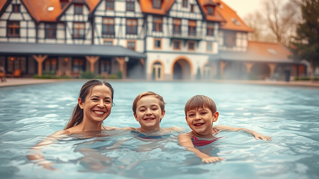 온천 시설, 뭐가 특별할까? (watercolor 스타일)