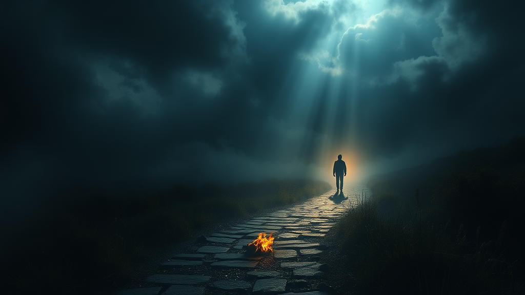 어려움을 극복하는 용기 (realistic 스타일)