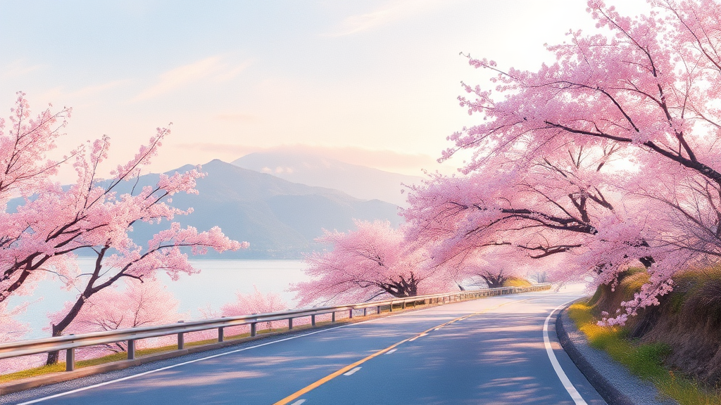 벚꽃과 함께하는 마산 드라이브 코스 추천 (watercolor 스타일)