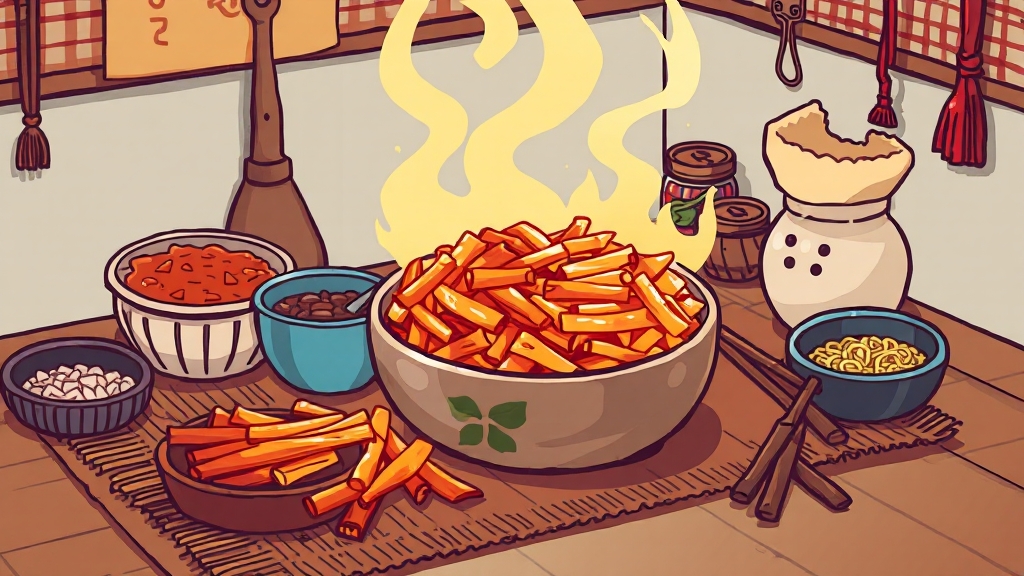 다른 김장 용품과 함께 (cartoon 스타일)