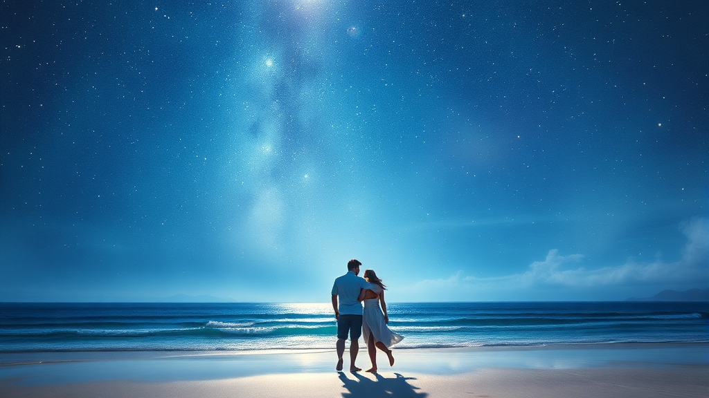 괌 별빛투어 매력 (watercolor 스타일)