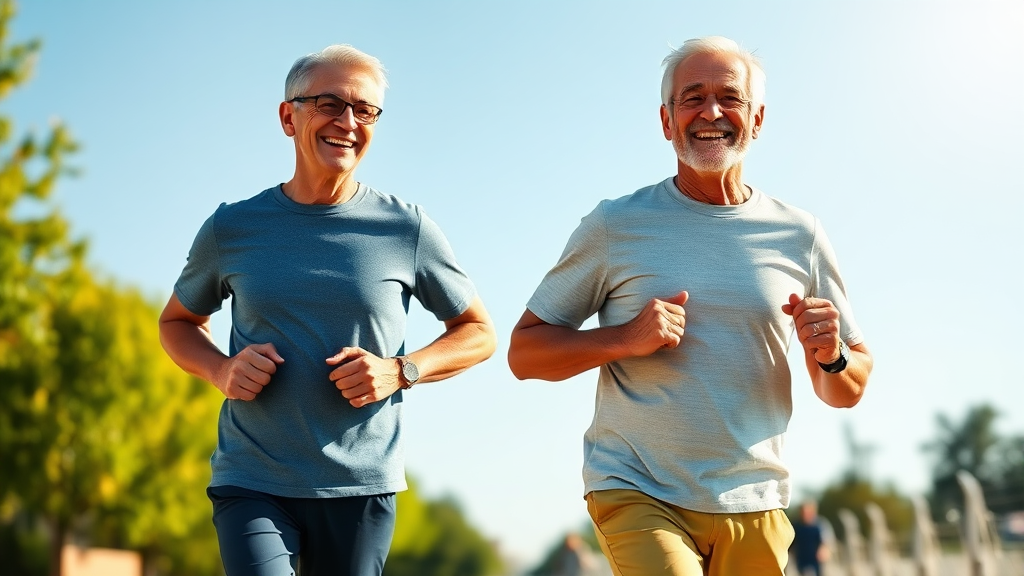 규칙적인 운동: 노화 늦추는 확실한 방법 (realistic 스타일)