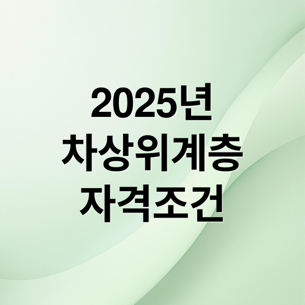 2025년
차상위계층
자격조건 (차상위계층 혜택 조건)