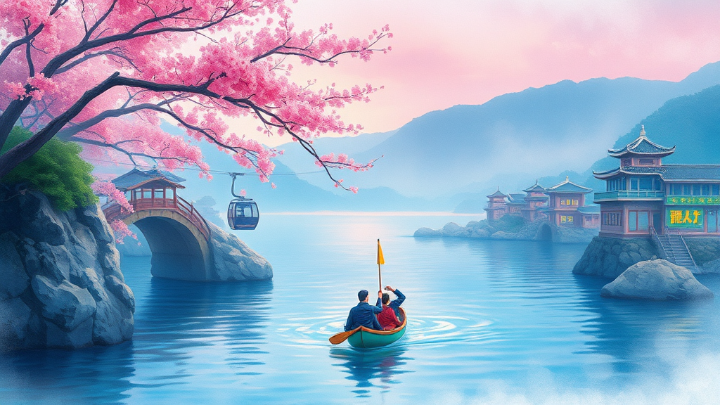 목포 벚꽃과 함께하는 매력적인 여행 코스 추천 (watercolor 스타일)