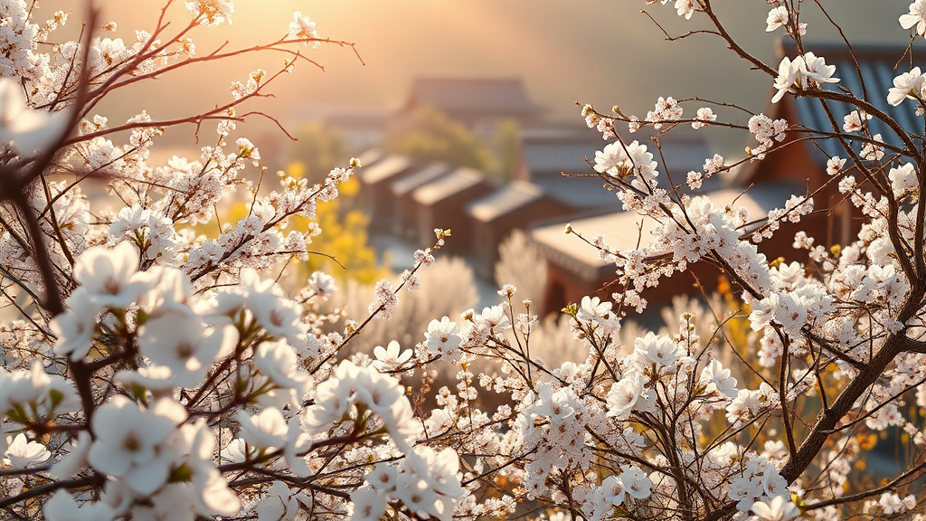 광양 & 구례: 매화와 산수유, 봄의 절정을 만나다 (realistic 스타일)