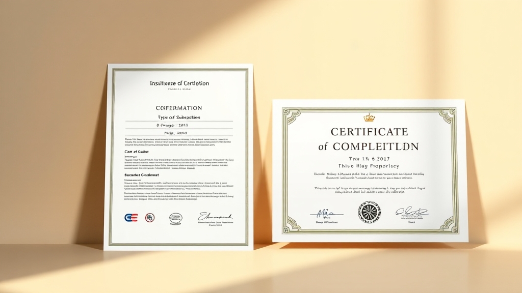 가입 확인서 vs 완납 증명서 (realistic 스타일)