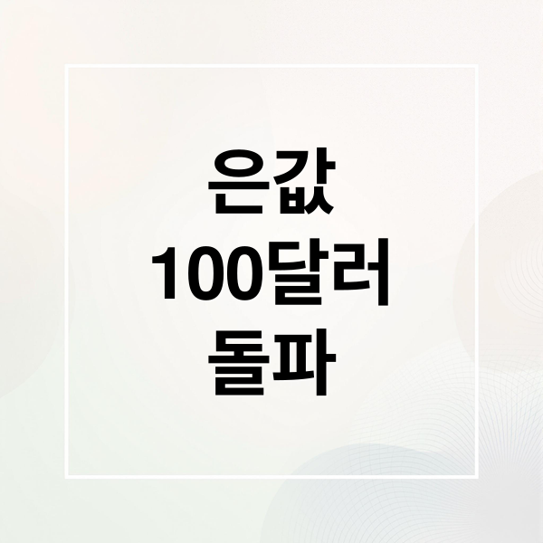 은값
100달러
돌파 (은값 100불 돌파)