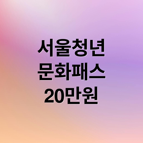 서울청년
문화패스
20만원 (서울청년문화패스)