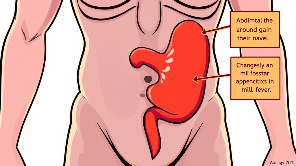 맹장염 초기 증상 자가진단 (cartoon 스타일)
