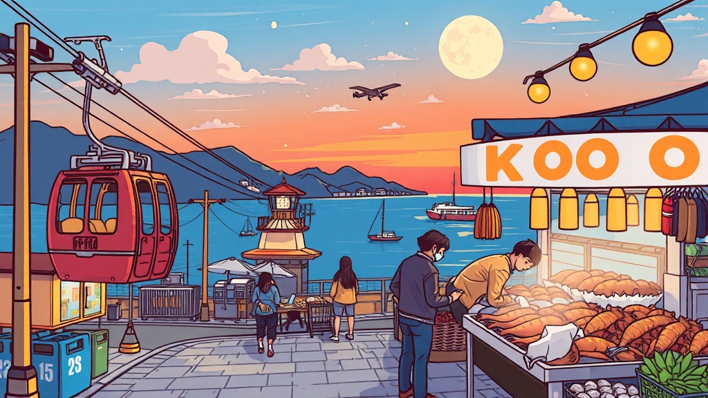 통영 여행 꿀팁 주차 & 편의시설 (cartoon 스타일)