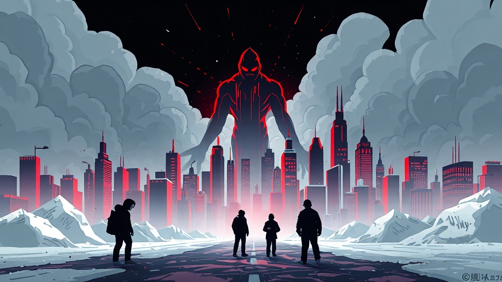 디지털 서비스 의존성 위험 (cartoon 스타일)