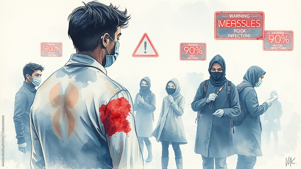 홍역 발생 현황과 예방 노력 (watercolor 스타일)