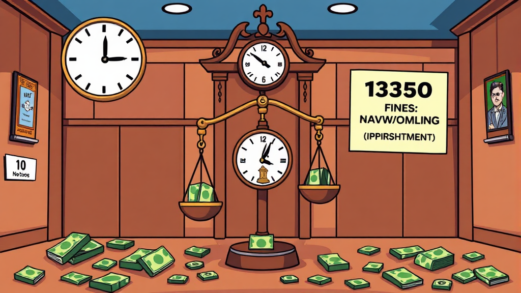 최저임금 위반 시 처벌 규정 (cartoon 스타일)