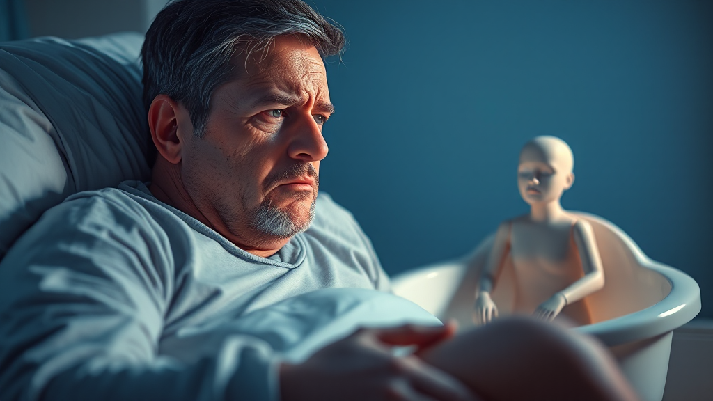 남성 잦은 소변, 원인과 관리법 (realistic 스타일)