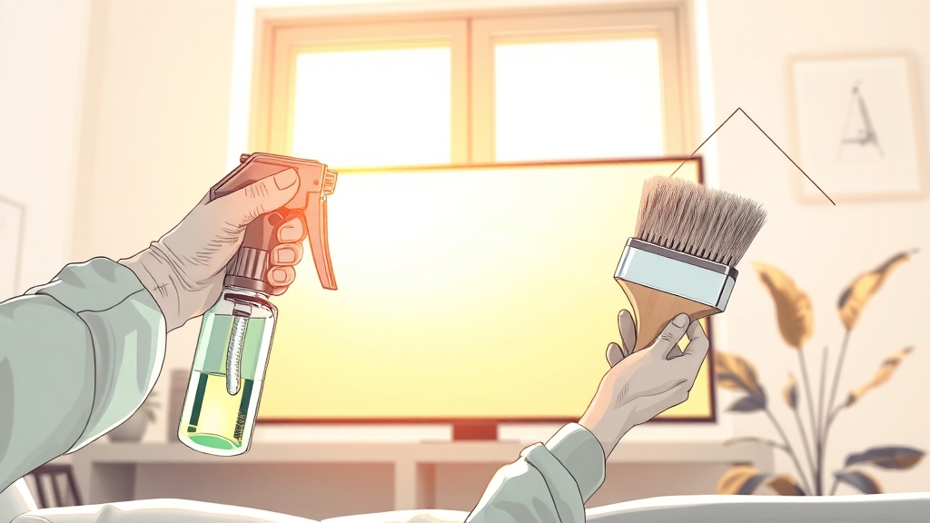 방충망, 이렇게 청소하세요! (illustration 스타일)