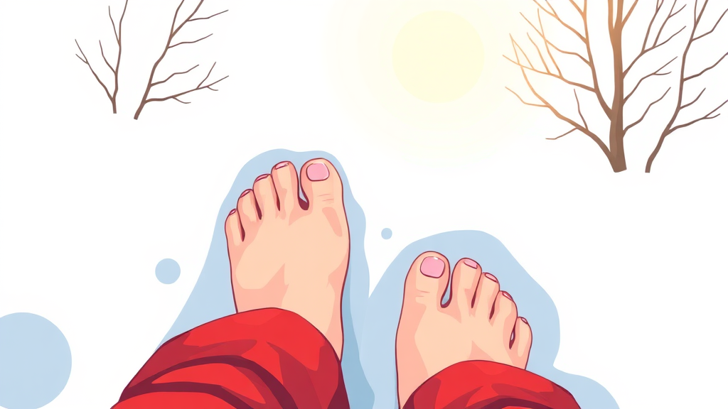 겨울철 맨발걷기의 건강 효과 (illustration 스타일)