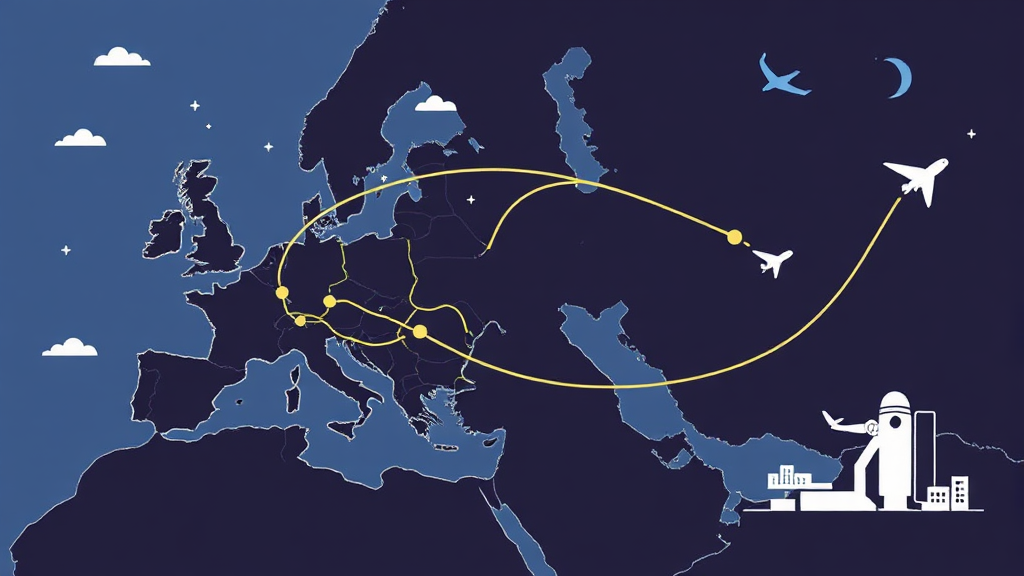 중동 지역 긴장 상황과 항공편 영향 (illustration 스타일)