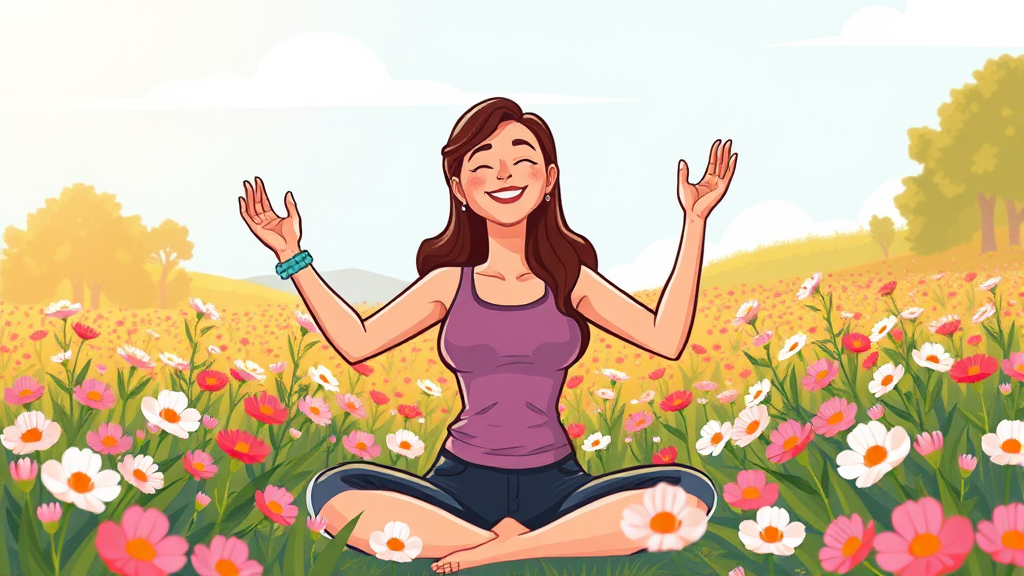 갱년기 증상 완화를 위한 생활 습관 (cartoon 스타일)