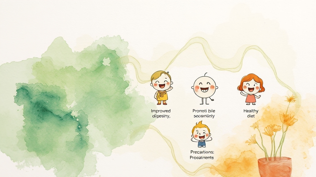 소화 기능 개선에 도움? (watercolor 스타일)