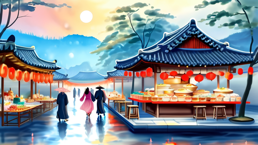 통인시장 데이트 코스: 옛 정취와 현대적 즐거움의 조화 (watercolor 스타일)