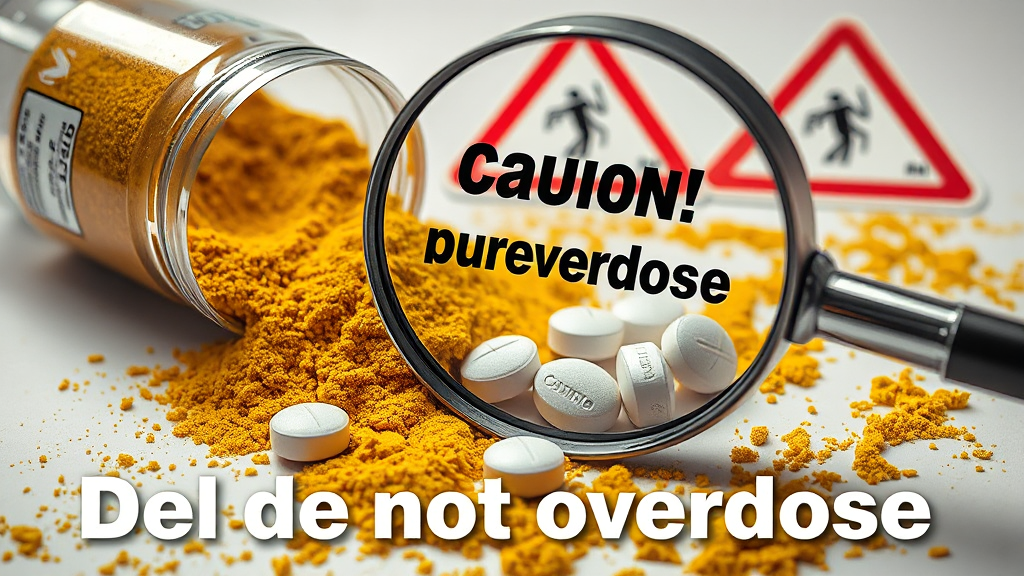 강황 섭취 시 주의사항 및 부작용 (realistic 스타일)