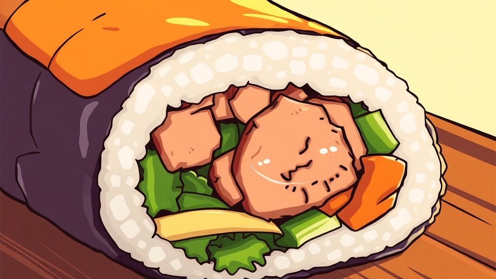 돈까스 김밥, 어떤 음식? (cartoon 스타일)